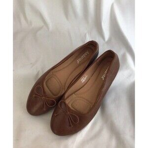 Andarina Brown Faux Leather Ballet Flats Bow Slip On Shoes Women’s Size 41